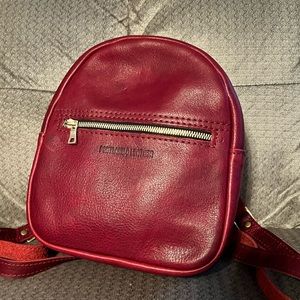 PLG Portland Leather Goods Zip leather backpack purse in Sangria.